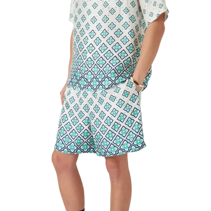 Zijden short met monogram in kleurverloop