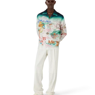 Zijden twill overhemd met lange mouwen en bloemenprint