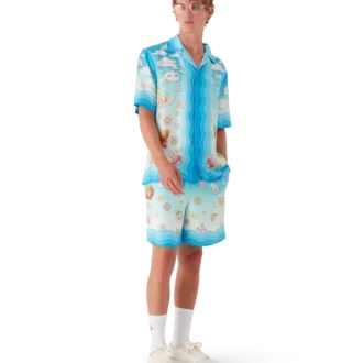 Zijden twill-Shorts met Kawaii-motief