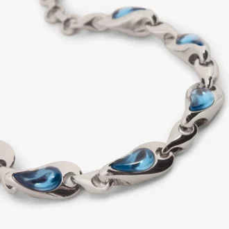 Zilveren & blauwe waterdruppel armband van messing