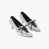 Zilveren leren sneakerpumps met hak