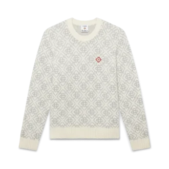 Zilveren monogram-trui met ronde hals van mohairmix
