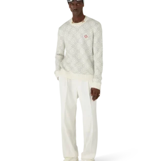 Zilveren monogram-trui met ronde hals van mohairmix