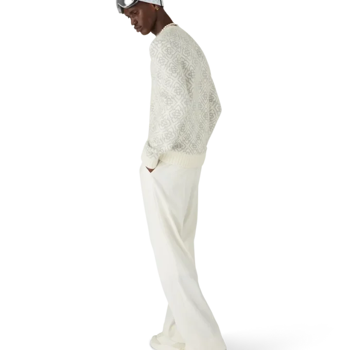 Zilveren monogram-trui met ronde hals van mohairmix