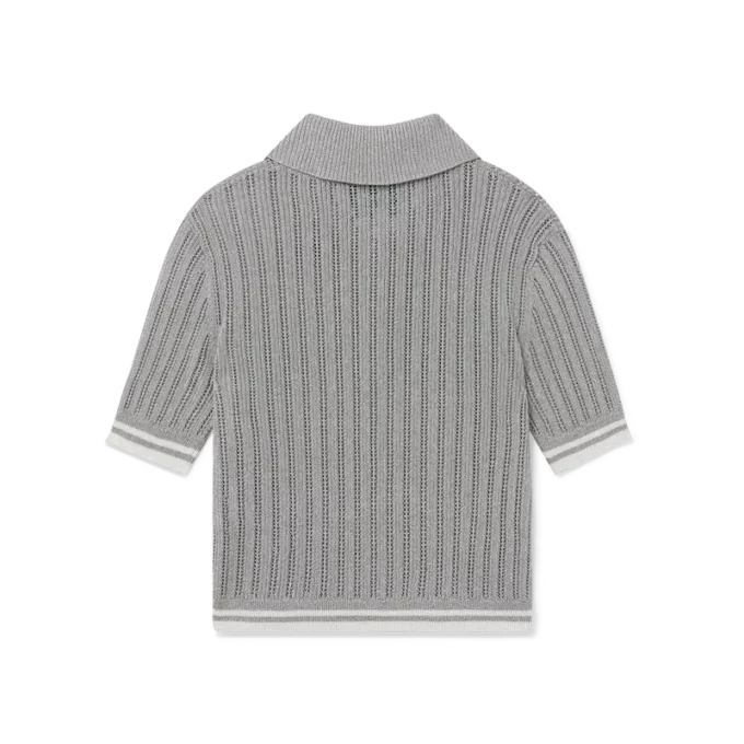 Zilveren poloshirt met korte mouwen