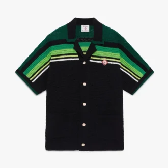 Zwart gestreept poloshirt met korte mouwen