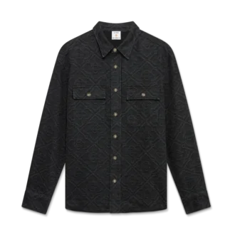 Zwart lasergeprint denim overhemd met lange mouwen