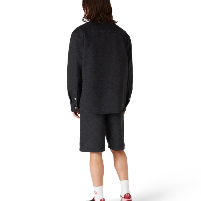 Zwart lasergeprint denim overhemd met lange mouwen Zwart lasergeprint denim overhemd met lange mouwen