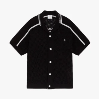 Zwart mesh-overhemd met korte mouwen