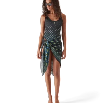 Zwart monogramzwempak met kleurverloop