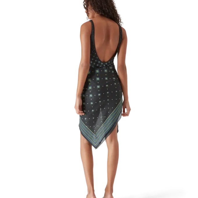 Zwart monogramzwempak met kleurverloop Zwart monogramzwempak met kleurverloop