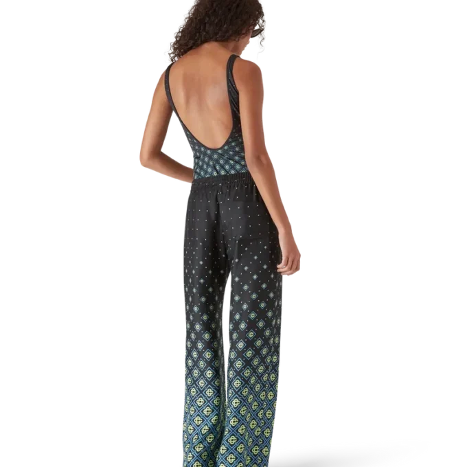 Zwart monogramzwempak met kleurverloop Zwart monogramzwempak met kleurverloop