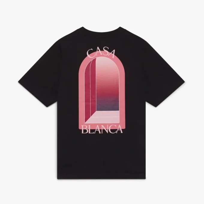 Zwart T-shirt met korte mouwen en bogen