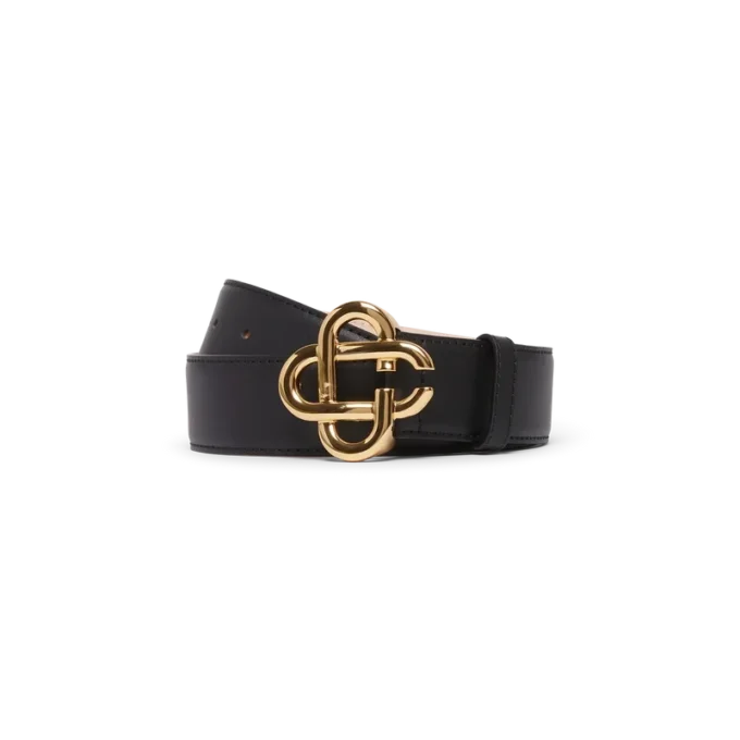 Zwarte herenriem met CC-logo en gouden gesp