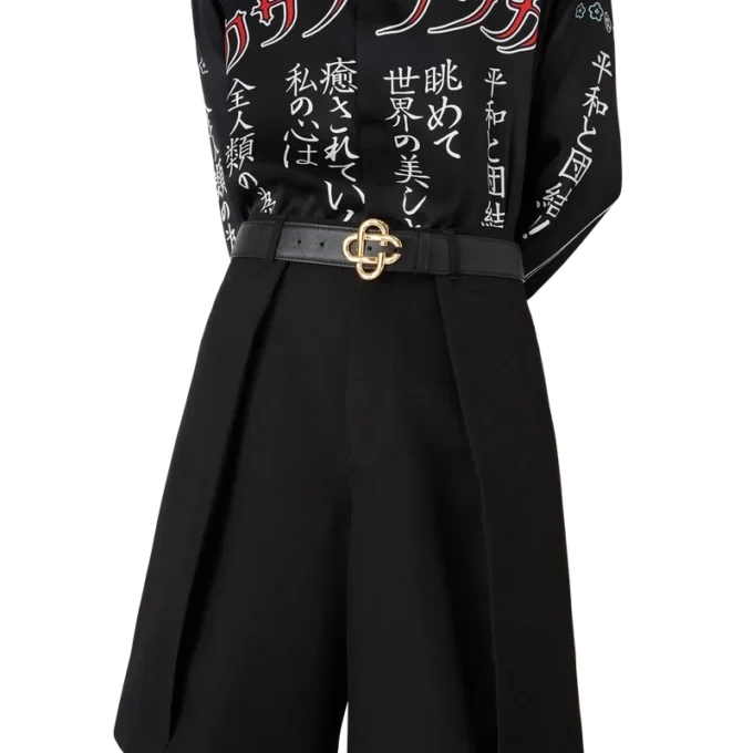 Zwarte herenriem met CC-logo en gouden gesp