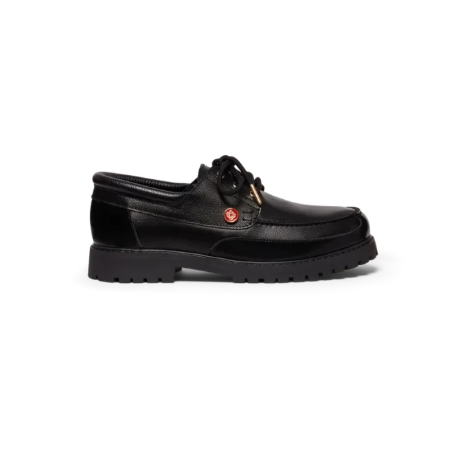 Zwarte leren bootschoenen voor heren Zwarte leren bootschoenen voor heren