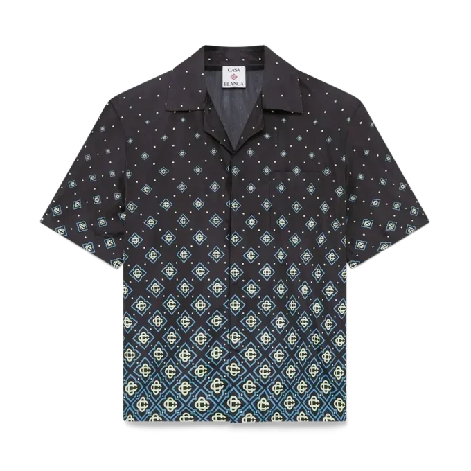 Zwarte monogrambadmode met korte mouwen en kleurverloop Zwarte monogrambadmode met korte mouwen en kleurverloop