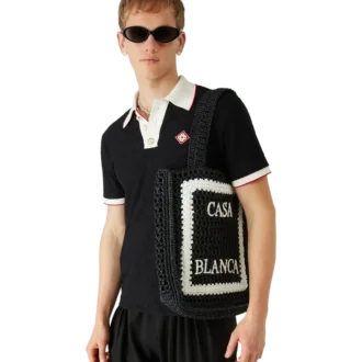 Zwarte raffia-draagtas