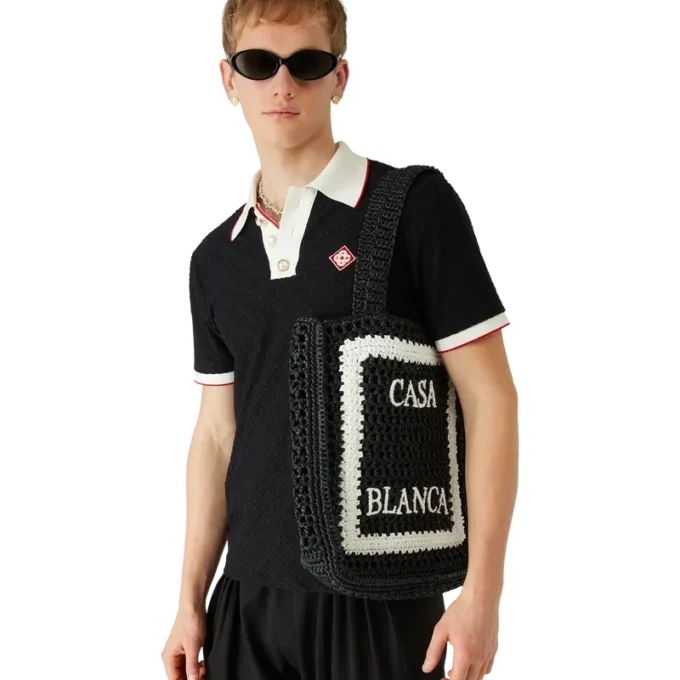 Zwarte raffia-draagtas Zwarte raffia-draagtas