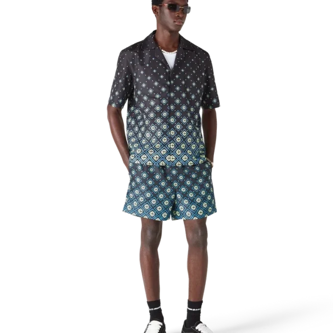 Zwarte swimshort met monogram in kleurverloop