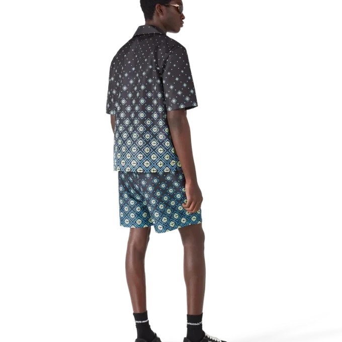 Zwarte swimshort met monogram in kleurverloop