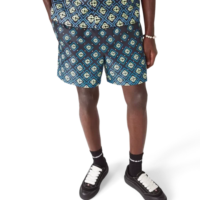 Zwarte swimshort met monogram in kleurverloop