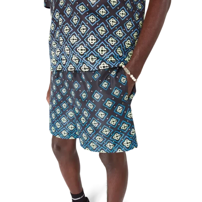 Zwarte swimshort met monogram in kleurverloop